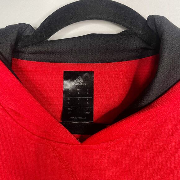 Adidas Mens Large L Black Red Chicago Bulls Warm Up Hoodie Sweatshirt Colorblock - Picture 7 of 10